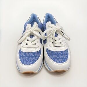 Michael Kors Monique Trainer Fashion Blue, White, Silver Chic Sneakers Size 5